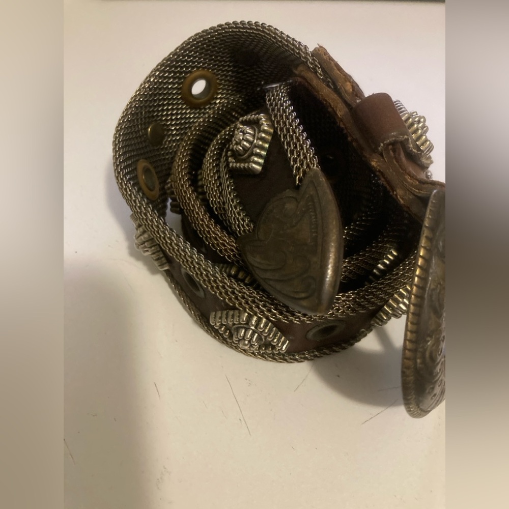 Brown and Silver Women's Mesh Chain Belt. 33”